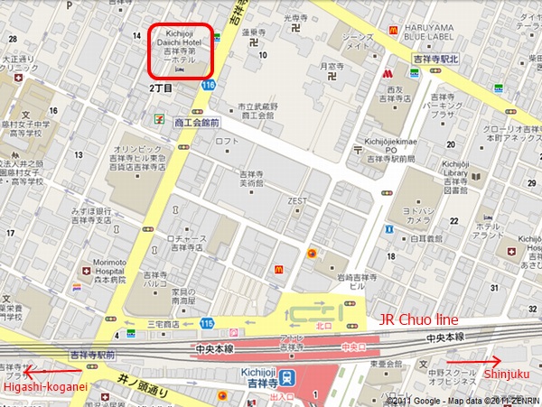 Kichijoji Dai-ichi Hotel - access map