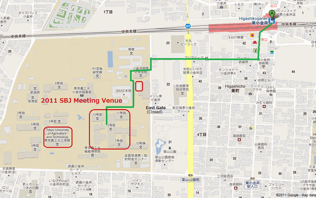 Access to the Higashi-koganei Campus, SBJ 2011 Meeting Venue