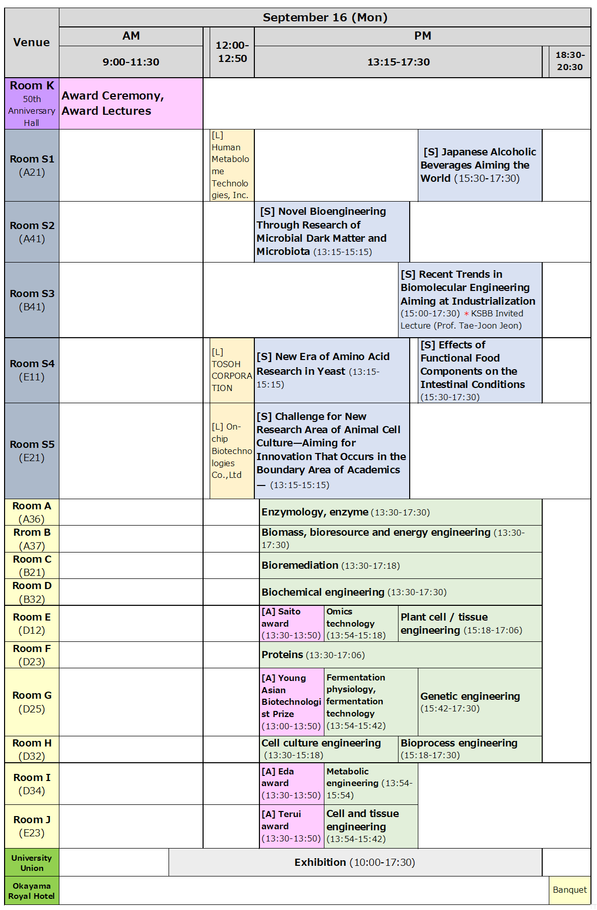 Schedule on September 16