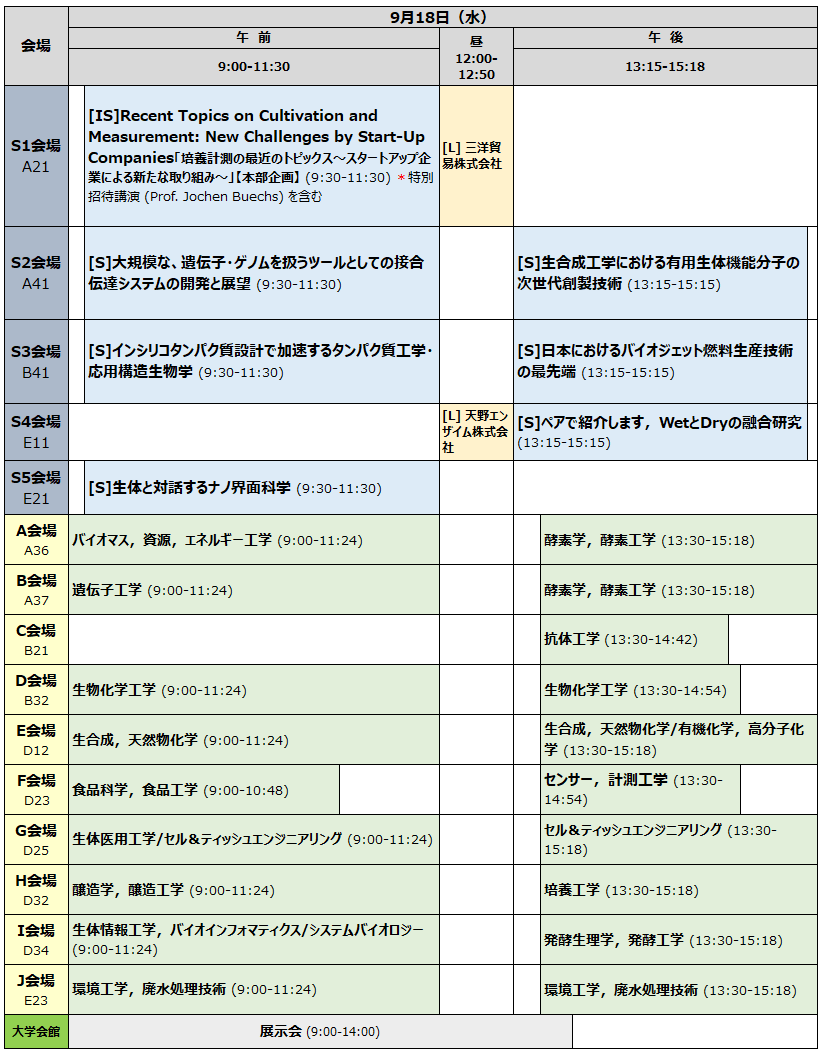 第3日目　9月18日　大会日程表