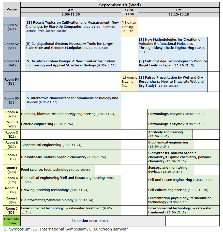 Schedule on September 18