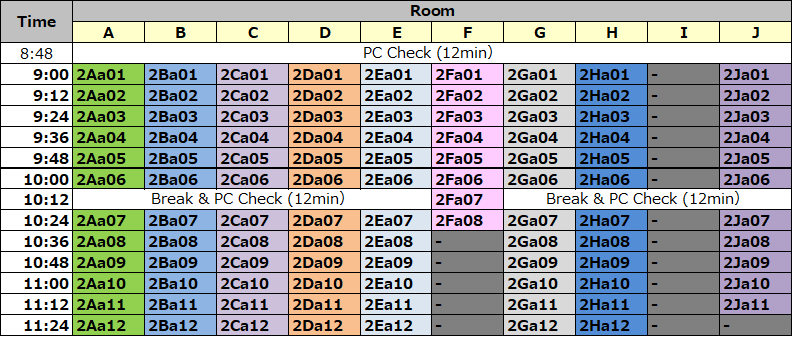 Timetable for Oral presentations - September 17 (am)