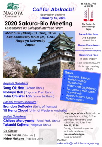 2020Sakura-Bio Meeting   Date: March 30-31, 2020  Venue: Nagoya University